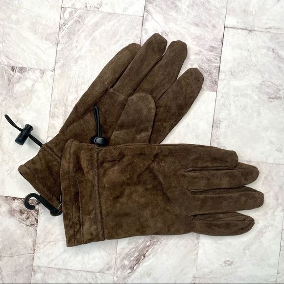 HUDSON’S BAY 100% Brown Leather Winter Gloves - Size M/L - Picture 4 of 4